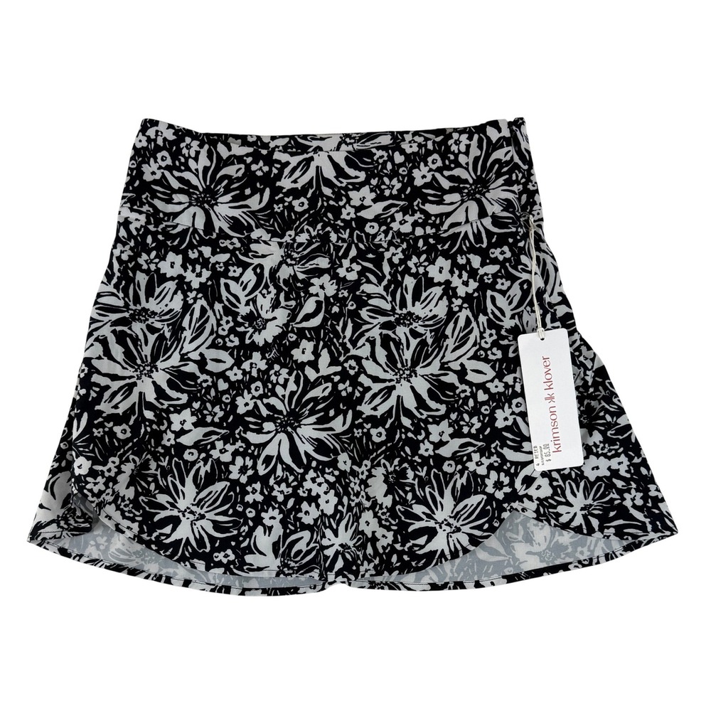 Krimson Klover Wellington Skort Women‎ S Black Floral Athletic Activewear New